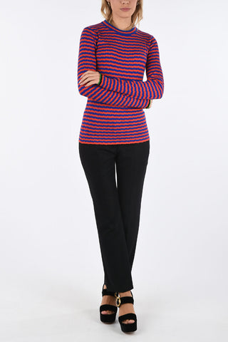 Striped Silk and Cashmere crew-neck sweater