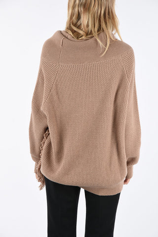 Turtleneck Sweater with Fringes