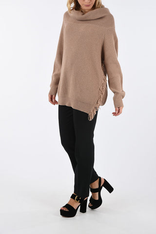 Turtleneck Sweater with Fringes