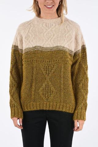 lurex cable knit crew-neck sweater