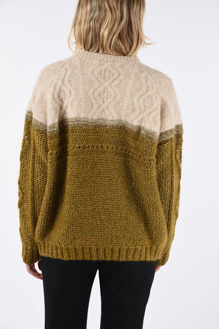 lurex cable knit crew-neck sweater