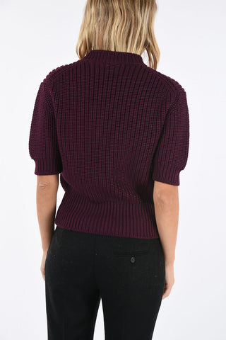 Short Sleeve crochet crewneck sweater