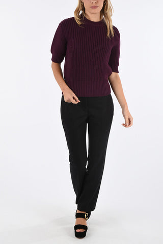 Short Sleeve crochet crewneck sweater