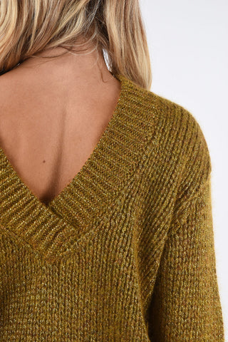 Deep Open Back Lurex Sweater