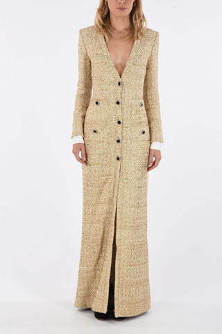Vestito floor con dettagli in lurex e bottoni gioiello