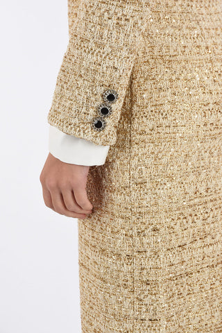 Vestito floor con dettagli in lurex e bottoni gioiello