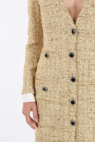 Vestito floor con dettagli in lurex e bottoni gioiello