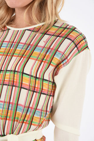 madras midi a-line dress with belt