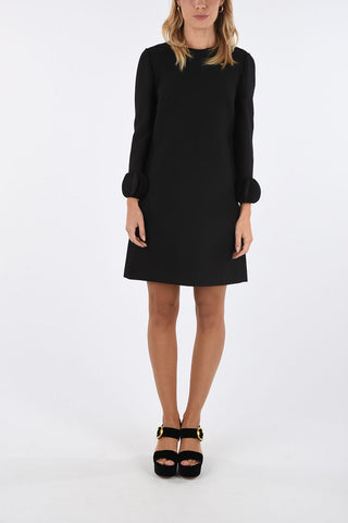 midi shift crew-neck  dress with Ruffle Sleeve
