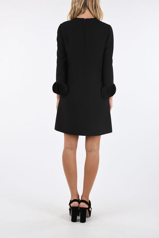 midi shift crew-neck  dress with Ruffle Sleeve