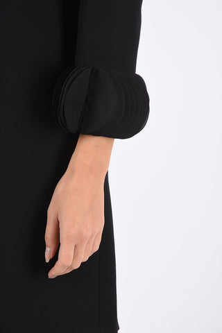 midi shift crew-neck  dress with Ruffle Sleeve