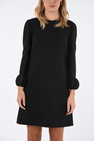 midi shift crew-neck  dress with Ruffle Sleeve