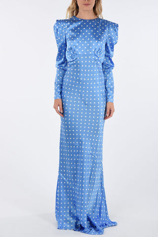vestito floor a pois in seta open back