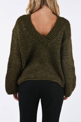Deep Open Back Lurex Sweater