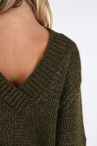 Deep Open Back Lurex Sweater