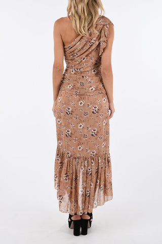 floral printed Asymmetrical 1-shoulder dress
