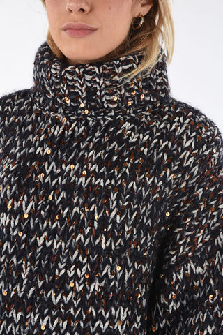 sequined turtle-neck sweater