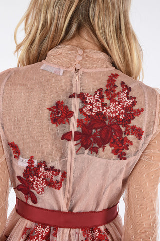 midi dress polka dots tulle, with floral embroidery