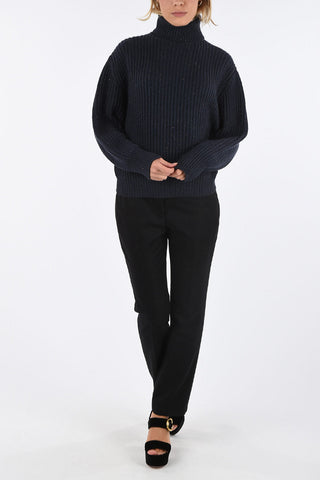 crochet turtle-neck sweater with lurex details