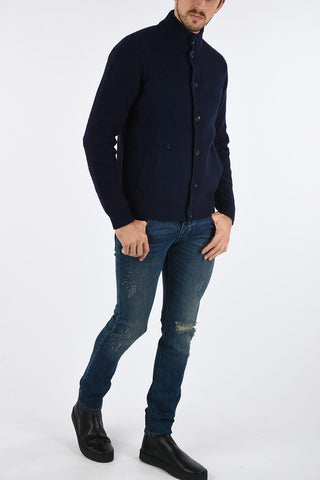 ARMANI JEANS Antler Button Cable Knit Cardigan