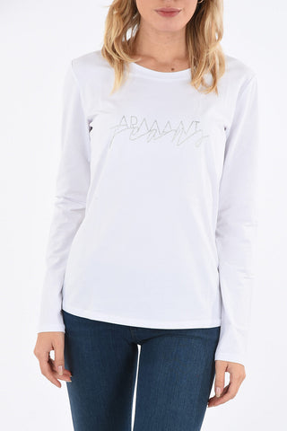 ARMANI JEANS Glitter embroidered T-shirt
