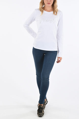 ARMANI JEANS Glitter embroidered T-shirt