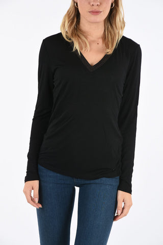 ARMANI JEANS Sequined V-neck T-shirt