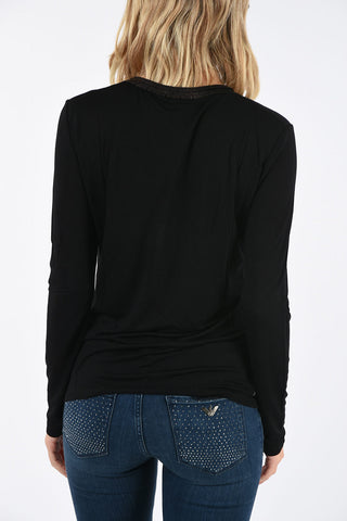ARMANI JEANS Sequined V-neck T-shirt