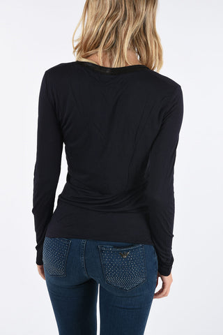 ARMANI JEANS Sequined V-neck T-shirt
