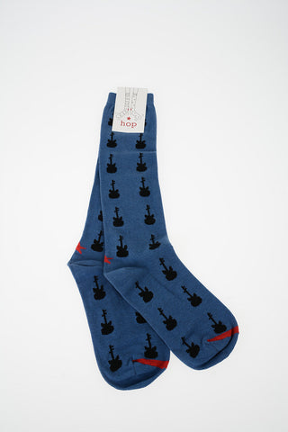 Sz 36-39 Blue Patterned Stretch Socks