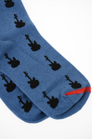Sz 36-39 Blue Patterned Stretch Socks