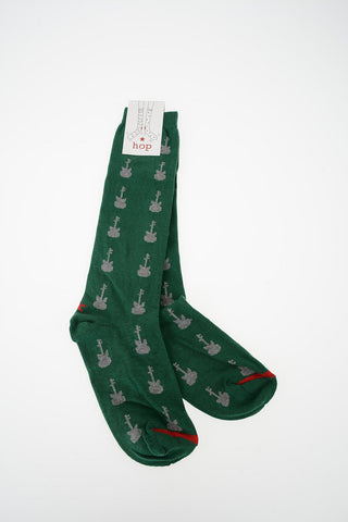 Sz 36-39 Green Patterned Stretch Socks