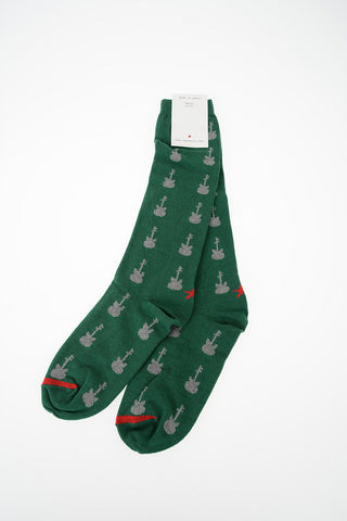 Sz 36-39 Green Patterned Stretch Socks