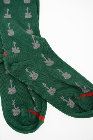 Sz 36-39 Green Patterned Stretch Socks