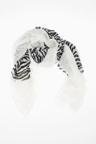 Silk and Cotton Zebra Printed Foulard