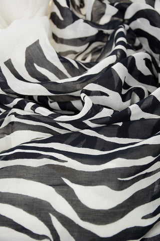 Silk and Cotton Zebra Printed Foulard