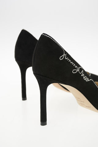 Suede ROMY Pumps with Crystal Embroideries 8.5cm