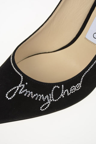 Suede ROMY Pumps with Crystal Embroideries 8.5cm