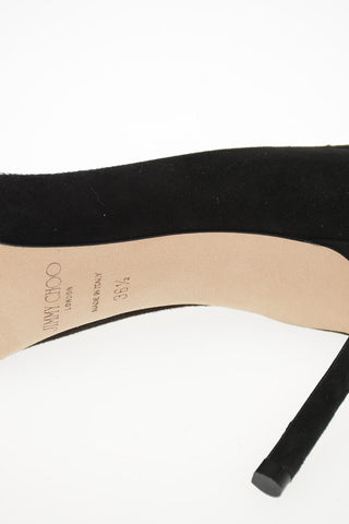 Suede ROMY Pumps with Crystal Embroideries 8.5cm