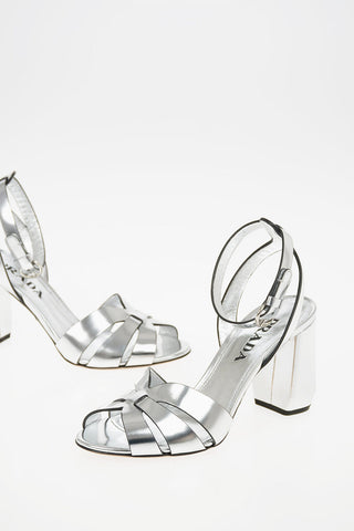 Metallic Leather Sandals 9cm