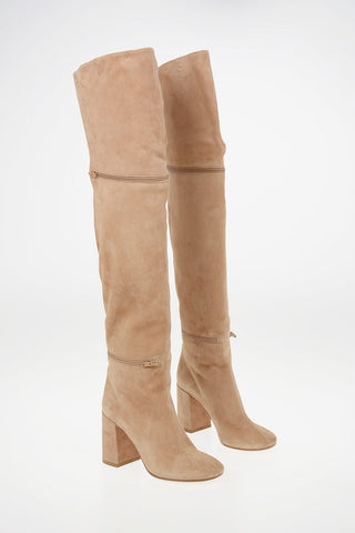 MM6 Suede Cut Out Over the Knee Boots 9cm
