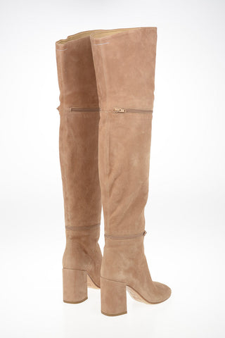 MM6 Suede Cut Out Over the Knee Boots 9cm