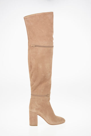 MM6 Suede Cut Out Over the Knee Boots 9cm