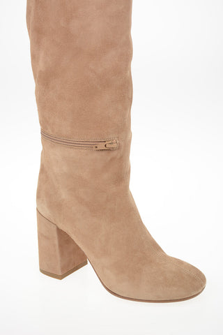 MM6 Suede Cut Out Over the Knee Boots 9cm