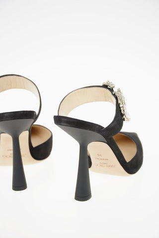 Suede SMOKEY Mules with Jewel Buckle 10cm