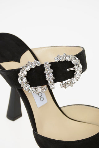 Suede SMOKEY Mules with Jewel Buckle 10cm
