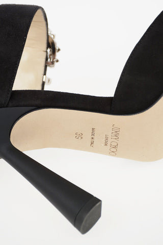 Suede SMOKEY Mules with Jewel Buckle 10cm
