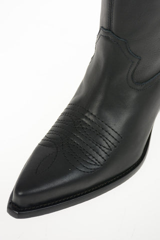 Stivali Texan Pull On  in Pelle Sopra al Ginocchio 4.5cm
