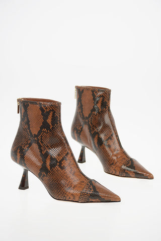 Snakeskin Printed Leather KIX Booties 6.5cm