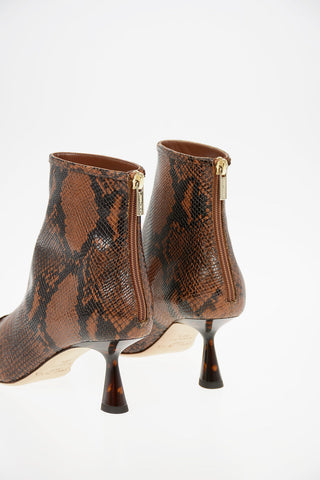 Snakeskin Printed Leather KIX Booties 6.5cm